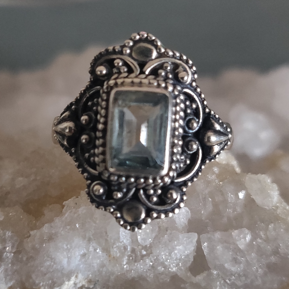 Blue Topaz Sterling Silver Ring